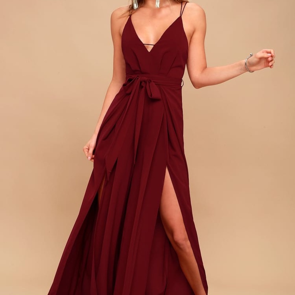 Lulu’s Wine Red Backless Wide Leg Jumpsuit
